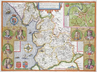 Lancashire in 1610, from John Speed